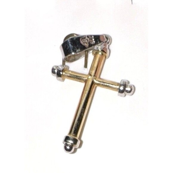 14K Two-Tone Gold Cross Pendant 2.12g – Tested & Stamped 14K – Elegant Design - Picture 2 of 5